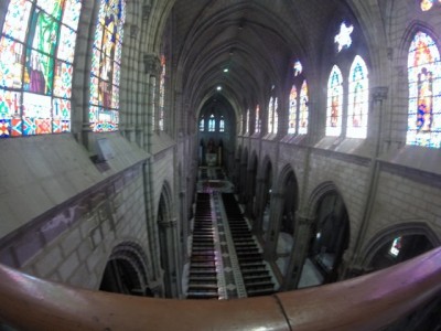 Looking down on the place of worship La Basilica church. 