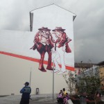 Checking out the side of a building in Old Town Quito. 